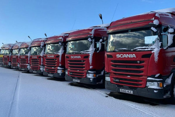 Range of Scania trucks in snow