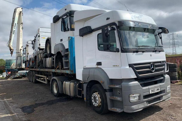 Trucks loaded for export